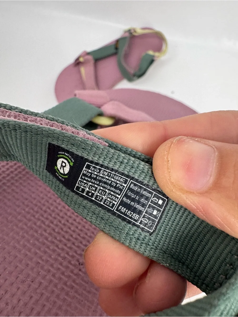 Teva Original Universal Junior Lilac Green Fabric Sandals Outdoor Camp Hiking 5